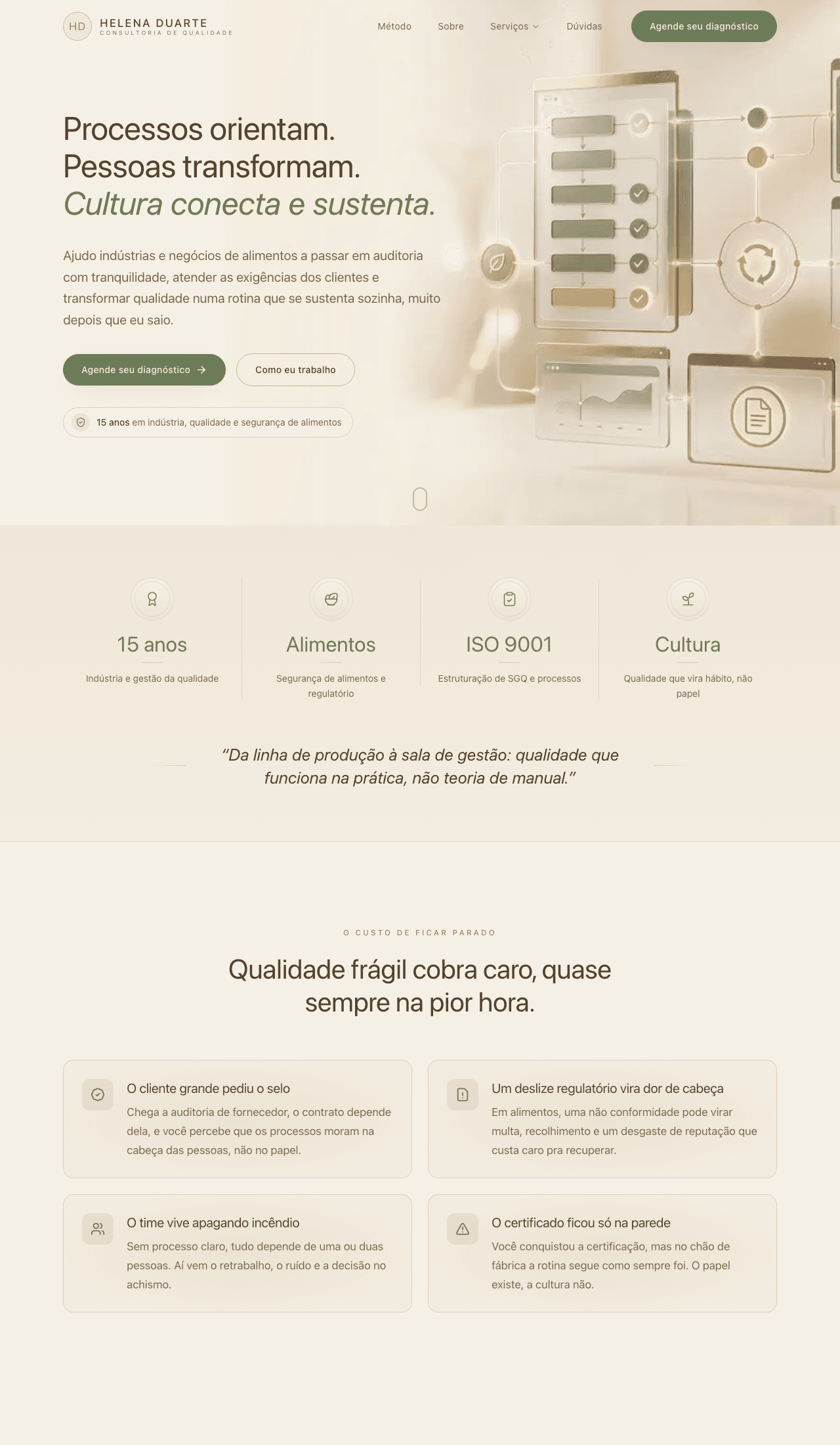 Tela do Landing de Consultoria (dados de exemplo)